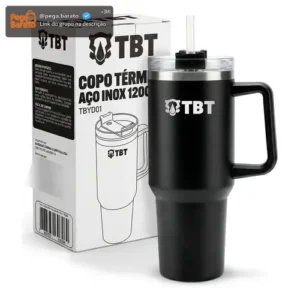 Copo Térmico Gigante 1,2l Inox Com Tampa E Canudo Aço Inox - Imagem 1