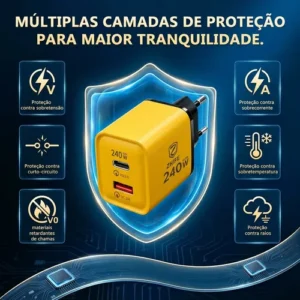 Carregador Gan 240w + Cabo Led Tipo C 65w Kit Turbo Zhike - Imagem 7