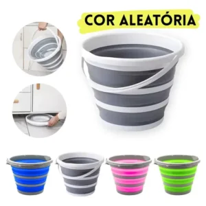 Balde Retrátil 10L Flexível Dobrável Silicone Reforçado Multiuso Compacto Pronta Entrega Cinza e Branco Óh Céus Aletrônix - Imagem 3