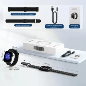 Relógio Smartwatch FORESTORY Inteligente Tela 1.83 Bluetooth Ip68 À Prova D'água Notificações Chamadas Saúde Smart Watch Relogio Corrida Com Android E Ios Com 2 Pulseiras Feminino Masculino - Imagem 8