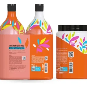 Kit Shampoo E Condicionador 1l + Máscara 1kg Sos Hidratação com Óleo de Rícino Linha de Tratamento Cabelos Danificados - Imagem 4