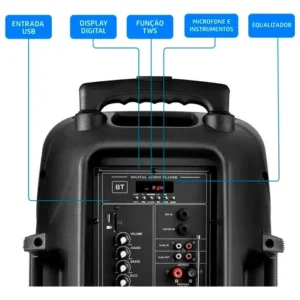 Caixa Amplificada Mondial CM-650-N 650W Bluetooth MIC Guitar - Imagem 5