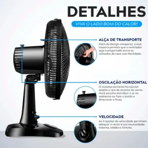Ventilador De Mesa 30cm Super Power 60w Vsp-30-b Turbo - Imagem 4