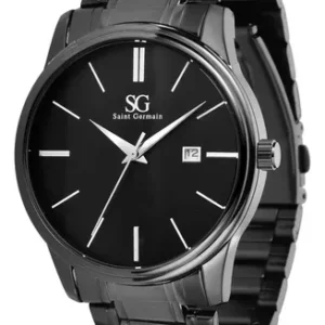 Relógio Chroma Masculino Preto Saint Germain Clássico Caixa Preta Detalhes Prata 42mm - Imagem 4