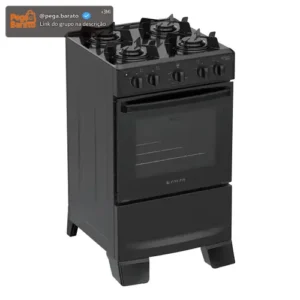 Fogão 4 Bocas Atlas Mônaco Lustro Automático Mesa De Aço Esmaltado Preto - Imagem 1
