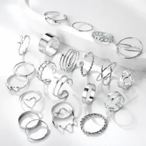 Conjunto Anéis Dourados Femininos Ajustáveis Moda - Imagem 11
