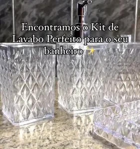 Kit De Banheiro Luxo 4 Utensilios De Lavabo Plasutil Casa - Imagem 3