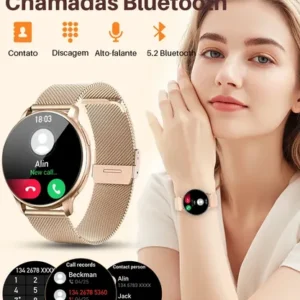 Smartwatch Chamada Relógio Inteligente Feminino/mulher Doura Dourado - Imagem 3