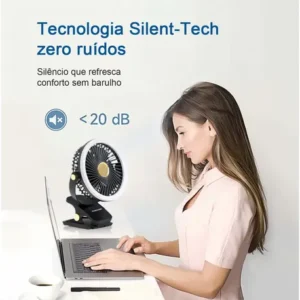 Ventilador Portátil Recarregável 2400mah 5 Velocidades Led Cor Preto - Imagem 5