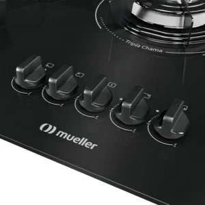 Cooktop 5 Bocas Mueller Mcg5bc Mesa De Vidro Tripla Chama Super Automático Preto - Imagem 5
