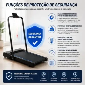 Esteira Elétrica Portátil Fitness Até 100kg 8km/h Silenciosa - Imagem 8