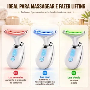 Massageador Facial e Pescoço com LED, Vibração e Fototerapia para Rejuvenescer - Imagem 3