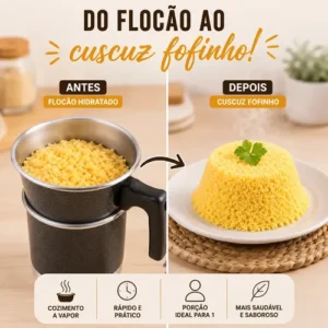 Panela Cuzcuz Cuscuzeira Individual Kit 2 Em 1 Alumínio Mini - Imagem 4