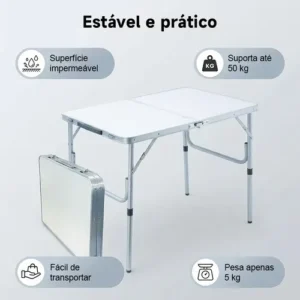 Mesa Dobrável Portátil Reforçada, Altura 120/90/60 Cm - Imagem 8
