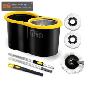 Mop Esfregão Giratório Balde Inox 8l Cabo 140cm C/ 2 Refis - Imagem 1