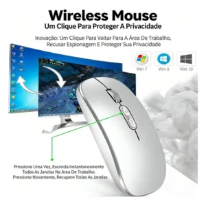 Mouse Sem Fio 2.4g Recarregável Usb Dpi Ajustável 800-1600 - Imagem 3