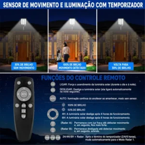 Kit 2 1000w Luminaria Poste Solar Potente Com Sensor - Imagem 3