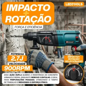 Martelete Rompedor Rotativo 1200w Sds Profissional Knakasaki - Imagem 5