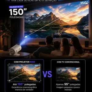 Projetor Smart Portátil Full Hd 4k Android 11 Wi-fi Bluetooth Mini Projetor Home Theater Cinema Em Casa Imagem Nítida Som Potente Compatível Com Diversos Dispositivos Branco 127/220 - Imagem 2