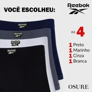 Kit 4 Cuecas Boxer Reebok Algodão Sem Costura Box Premium - Imagem 9