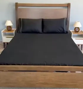 Kit Jogo De Cama Solteiro Padrão 2 Peças Percal Premium 400 Fios Fronha Ponto Palito Super Macio Confortável Cor Preto - Imagem 2