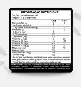 Kit 2 Neuro+ 60 Capsulas Nootropico Energético Foco Cafeina Taurina Magnesio Triptofano Taurina B12 L-Tirosina B3 B9 Memoria Energia Triptofano Vitaminas D Coenzima Q10 Ellym Nutrition - Imagem 3