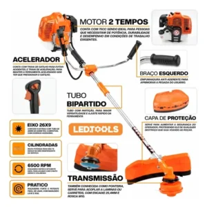 Roçadeira Lateral Gasolina Nakasaki 2t Profissional 75cc 3hp - Imagem 3