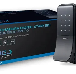Fechadura Digital Inteligente Stark Sobrepor Wi-FI Biometria Preto Cod: 360535871 Neo Avant - Imagem 3
