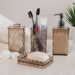 Kit De Banheiro Luxo 4 Utensilios De Lavabo Plasutil Casa - Imagem 9