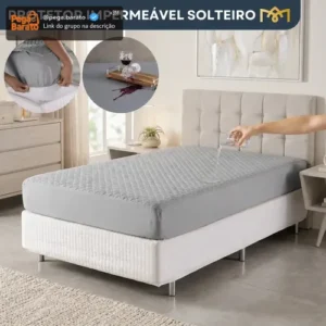 Capa Colchão Impermeável Protetor Matelado Solteiro Antialérgico Antixixi Macio Silencioso E Não Esquenta Cinza - Imagem 1
