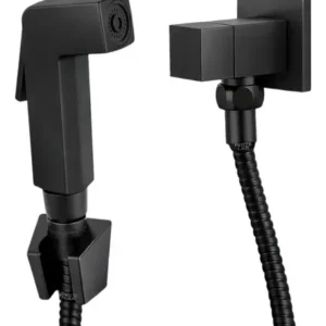 Ducha Higiênica Quadrada Luxo Metal Chuveirinho de Banheiro 1.20 mts Preto Completa ¼ Volta - Imagem 2