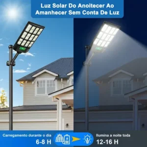 Kit 2 1000w Luminaria Poste Solar Potente Com Sensor - Imagem 6