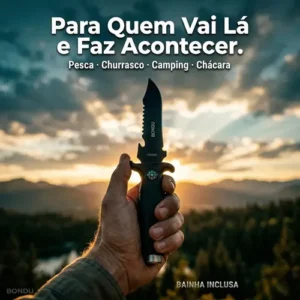 Faca Tática Pescador Lâmina Afiada Aço Inox Corta Limpa Peixe Churrasco Com Bainha + Quebra Vidro - Bondu - Imagem 7