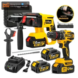 Kit 2 Em 1 Parafusadeira Martelete 21v Brushless Com 2 Bat - Imagem 1