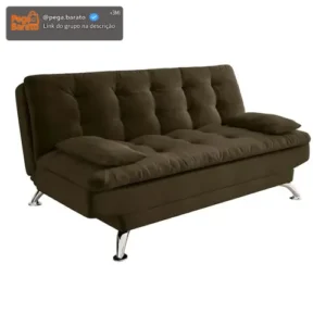 Sofá-cama 3 Lugares Casal Premium Ii Suede Café - Imagem 1