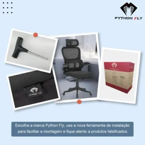 Cadeira Escritório Ergonômica Giratória com Apoio Lombar da Python Fly - Imagem 3