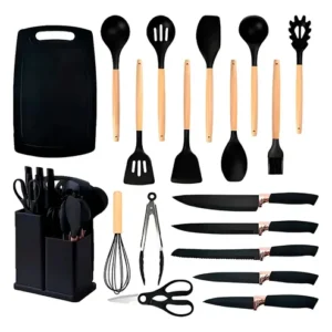 Conjunto 19 Peças Utensílios Cozinha Silicone Preto Helplo - Imagem 9