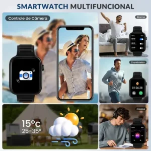 Relógio Smartwatch FORESTORY Inteligente Tela 1.83 Bluetooth Ip68 À Prova D'água Notificações Chamadas Saúde Smart Watch Relogio Corrida Com Android E Ios Com 2 Pulseiras Feminino Masculino - Imagem 6
