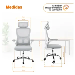 Cadeira Escritório Ergonômica Atlanta Preta Suporte Lombar - Imagem 10