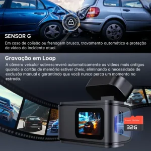 Câmera Veicular Olafvi S90 2 Channel 2.5k+1080p Com 32gb Sd Com Wifi 5g Com G-sensor App Visão Noturna Monitor De Estacionamento 24 Horas - Imagem 2