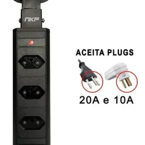 Torre 03 Tomadas Retrátil De Embutir Mesa Cozinha Sobrepor Bancada Escritório Totem Bivolt Plug 16A - Imagem 4
