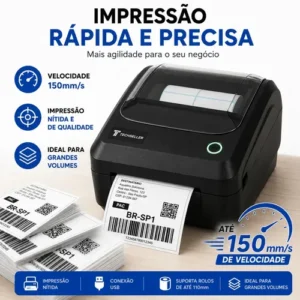 Impressora Térmica Etiquetas Ecommerce 108mm USB Bivolt 110v e 220v Monocromática Com Destacador + 15 Etiquetas de Brinde Techseller - Imagem 7