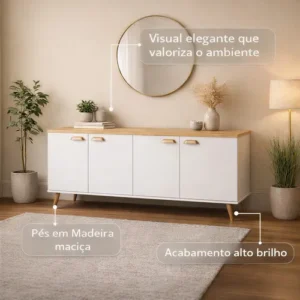 Buffet Aparador 4 Portas Prateleira Resistente Industrial - Imagem 3