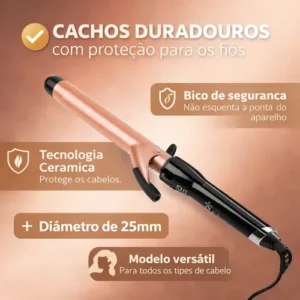 Modelador De Cachos 25mm Babyliss Cerâmica Bivolt Prof - Imagem 3