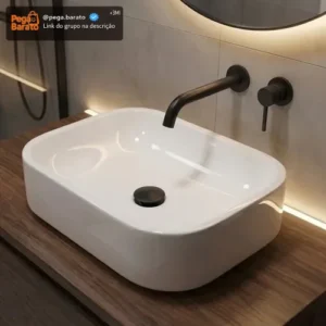Cuba Pia De Apoio Sobrepor 37x27cm Branca Para Banheiro Lavabo Armário Gabinete Suspenso Luce - SOS Acabamentos by Orcia - Imagem 1