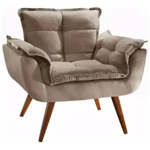 Kit 02 Poltronas Decorativas Opala Suede Porto Decor Cor Capuccino - Imagem 5