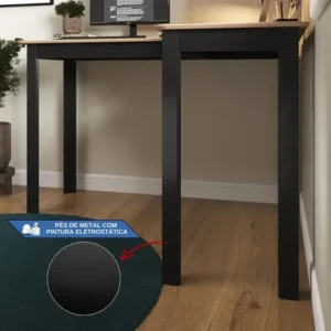 Mesa em L Orgânica Curva 120cm para PC Escrivaninha de Canto Home Office Design Industrial Moderno Gamer, Estação de Trabalho Angular para Escritório – Modelo Legos - Imagem 4