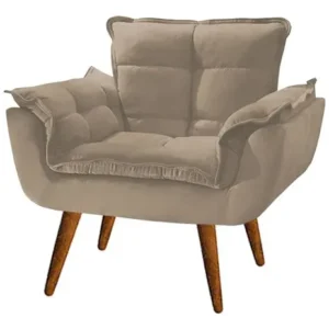 Kit 02 Poltronas Decorativas Opala Suede Porto Decor Cor Capuccino - Imagem 4