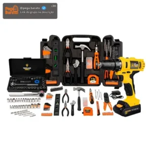 Furadeira Parafusadeira Sem Fio 3/8 Maleta + Kit Ferramentas - Imagem 1