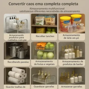 Carrinho De Canto Organizador Auxiliar Rodinha Prateleiras Cristal - Imagem 3